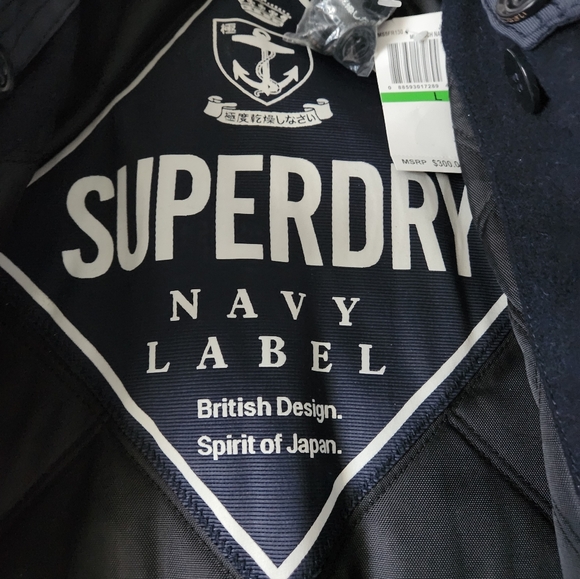 Superdry Men's Dark Blue Peacoat with Light Gray Collar - Picture 3 of 15